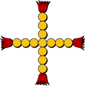 Cross, of Bezants, ends tasselled