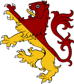 Lion Rampant Per Bend