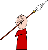 Hand Habited Holding Spear