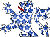 Demi Lion Rampant Semee de Lis