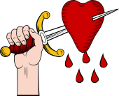 Hand Holding Dagger Transpiercing Heart