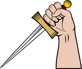 Hand Holding Dagger, Point Downward