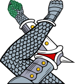 Two sinister arms embowed gauntleted one in mail one in armour TMP