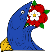 Fish (Demi) Devouring Heraldic Rose