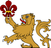 Demi Lion Rmpt Holding Fleur de Lis