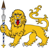 Lion Passant Guard Grasping Tilting Spear