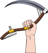 Hand Holding Scythe Curved Snath