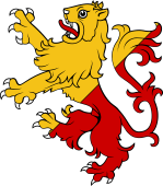 Lion Rampant Per Bend Sinister