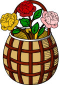 Roses (3) in Basket