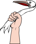 Hand Holding Pelican Hd and Neck Erased